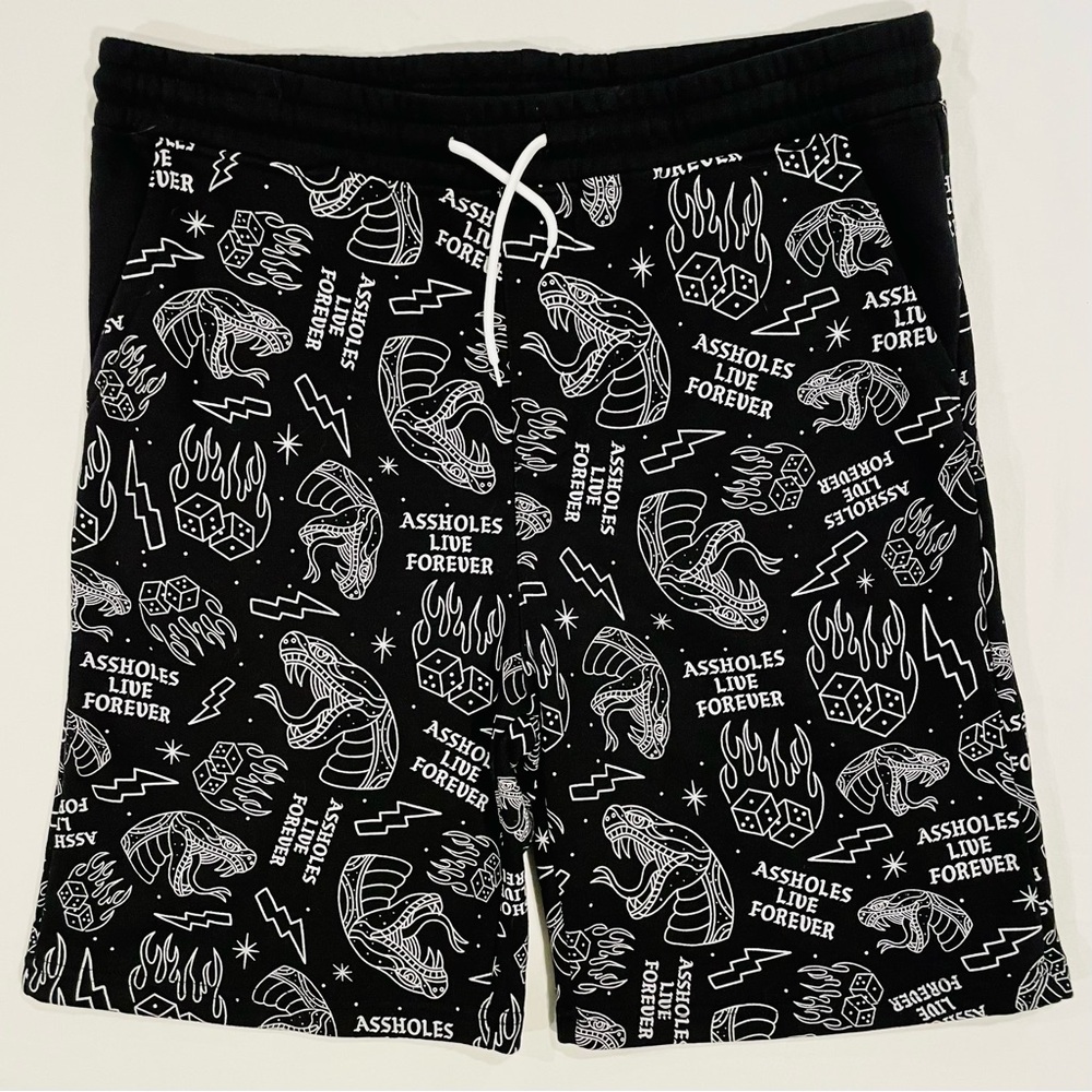 New Assholes Live Forever Snake Eyes Shorts Mens XXXL 3XL ALF Dice Summer Black